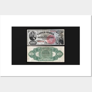 1869 $100 Dollar United States Treasury Note Posters and Art